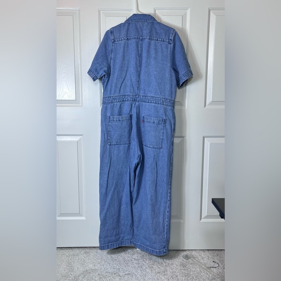 Levi’s Premium Denim Short sleeve Jumpsuit, size XL, Button & Drawstring Waist - Picture 2 of 7